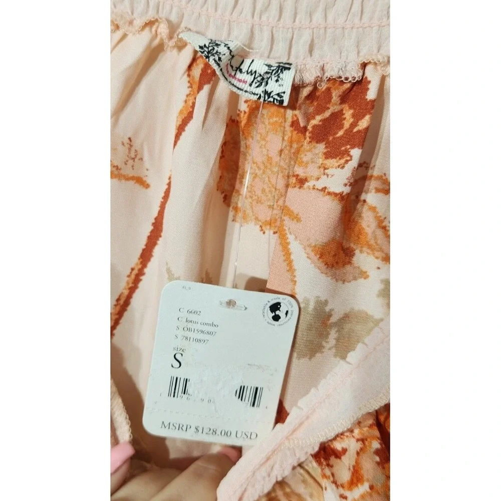 Free People Bodysuit Womens S Coral Lotus Flora Dressy Going Out Feminine Ruffle - Picture 3 of 11